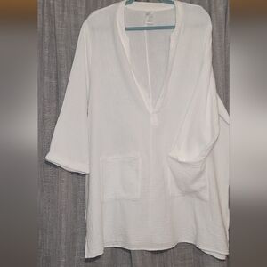 ⛱️ Kona Sol White Gauze Beach Cover up